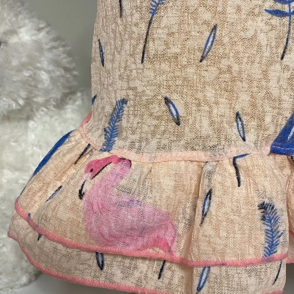 Pink Flamingo Watercolor Burnout Dog Dress